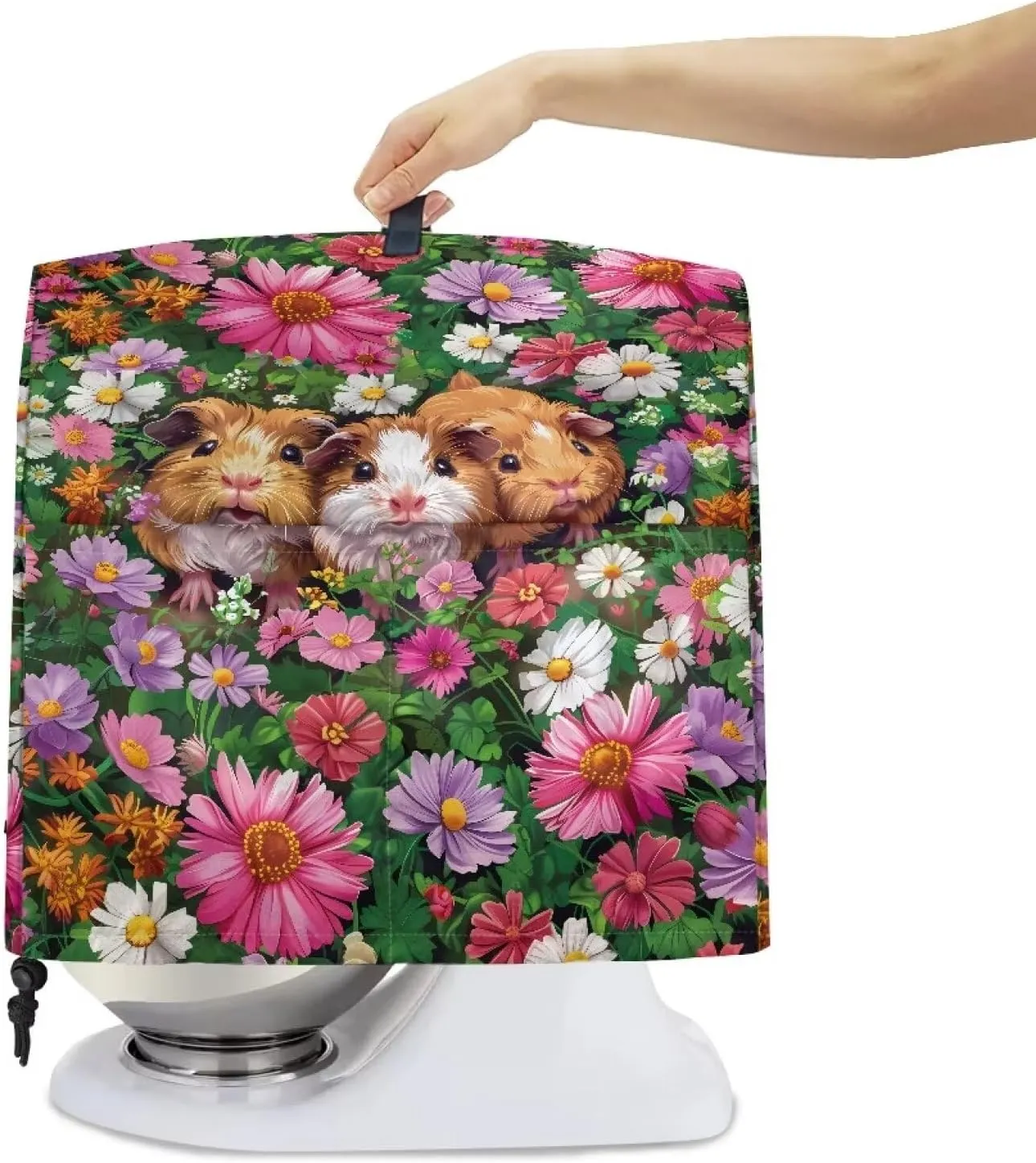 Guinea Pig Flower Stand Mixer Cover,Tilt-Head Kitchen Mixer Covers Blender Dust Cover Protect Case Handle,Home Kitchen Decoration,Waterproof Appliance Food Processor Bag