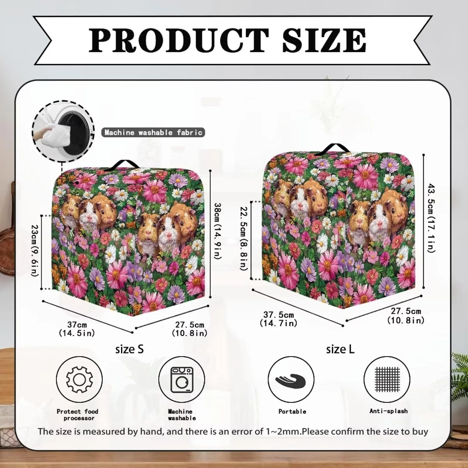 Guinea Pig Flower Stand Mixer Cover,Tilt-Head Kitchen Mixer Covers Blender Dust Cover Protect Case Handle,Home Kitchen Decoration,Waterproof Appliance Food Processor Bag