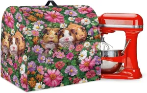 Guinea Pig Flower Stand Mixer Cover,Tilt-Head Kitchen Mixer Covers Blender Dust Cover Protect Case Handle,Home Kitchen Decoration,Waterproof Appliance Food Processor Bag