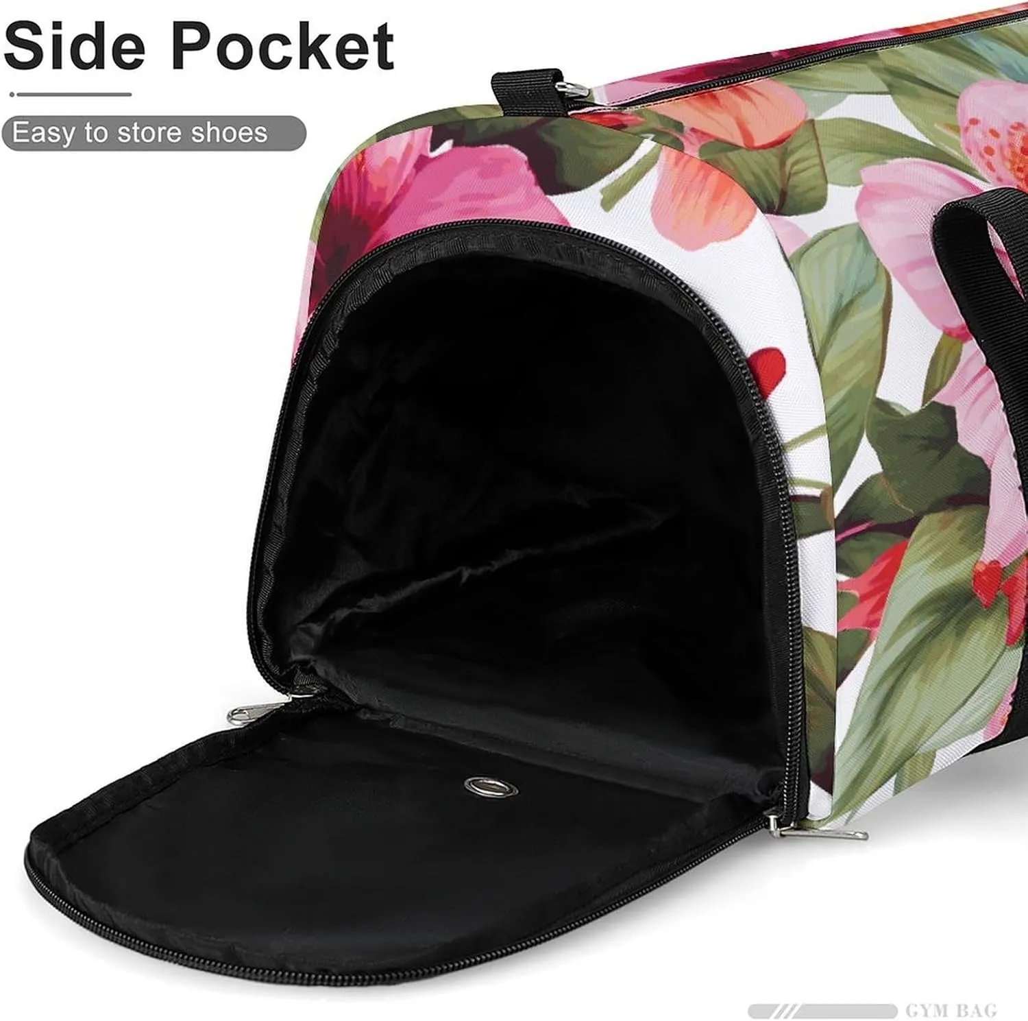Gym Bag Hawaiian Flower Print Duffel Bag for Men Women Overnight Bag with Shoe Compartment Workout Bags