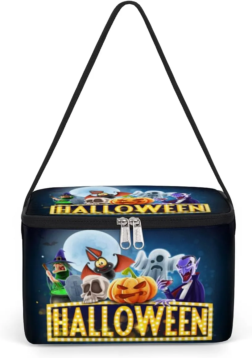 Halloween Topic Insulated Lunch Bag for Women Men Adult Waterproof Leakproof Freezable Cooler Tote Bag Reusable Thermal Square Lunch Box for Work Office Picnic Beach