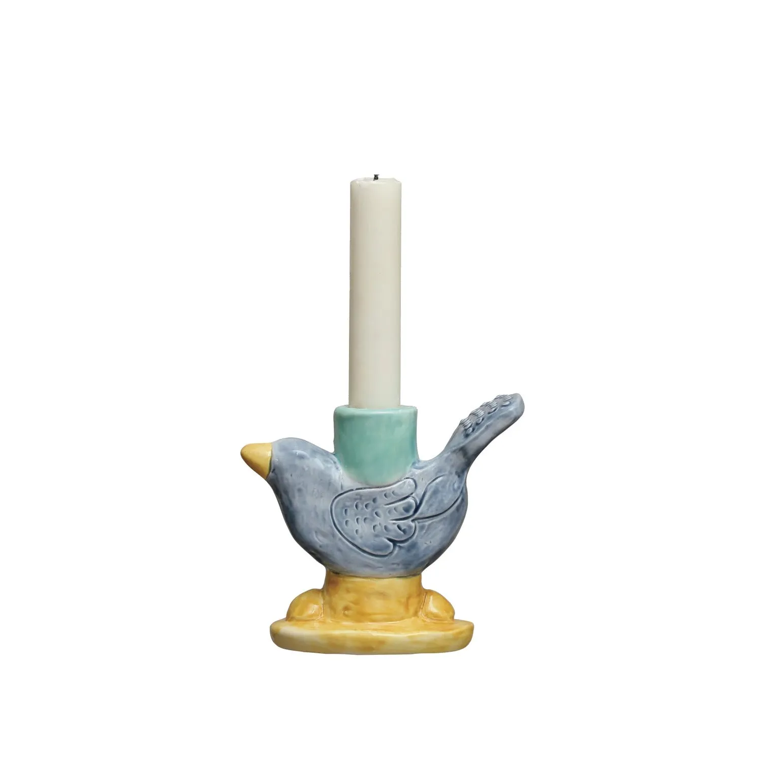 HAND-PAINTED STONEWARE BIRD TAPER HOLDER (EACH ONE WILL VARY) ©