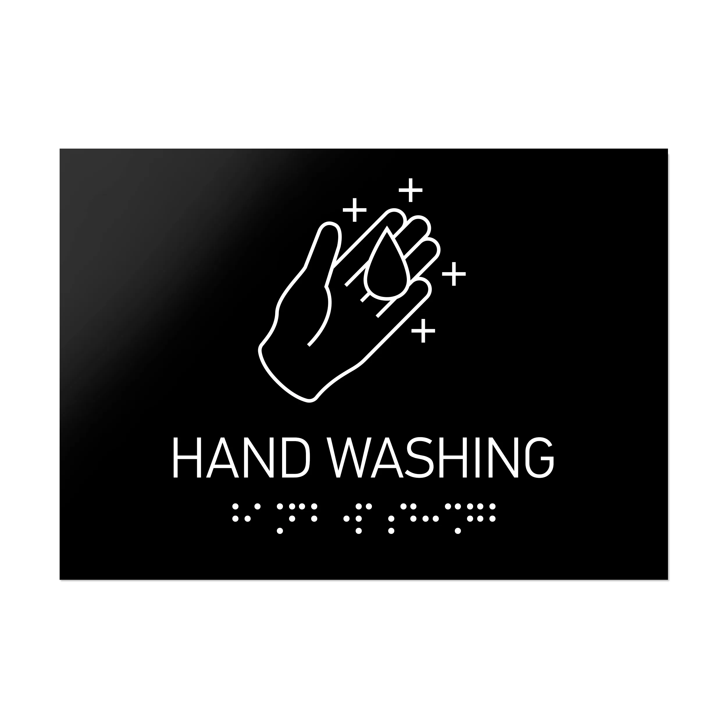 Hand Washing Sign Braille - Black Acrylic