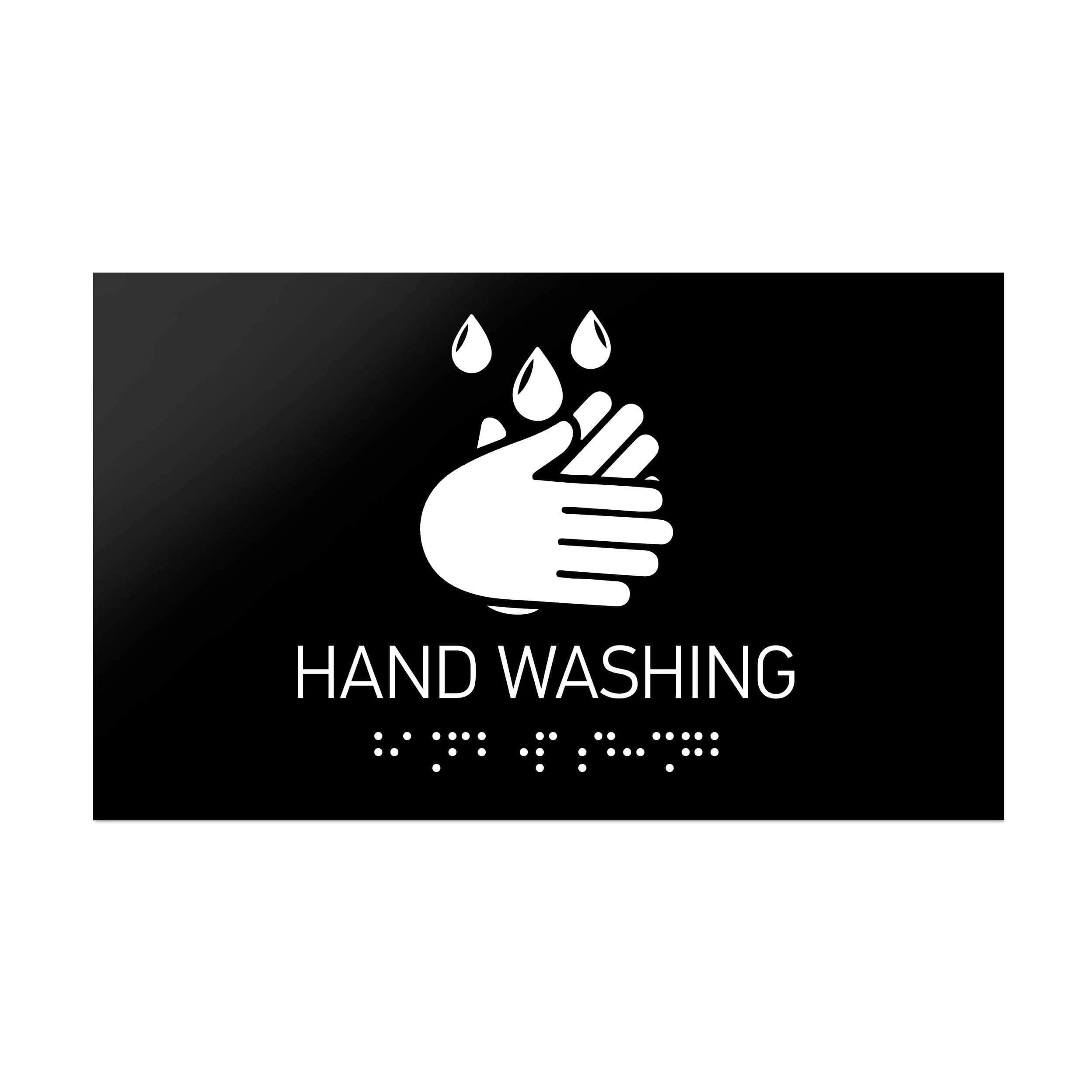 Hand Washing Sign Braille - Black Acrylic