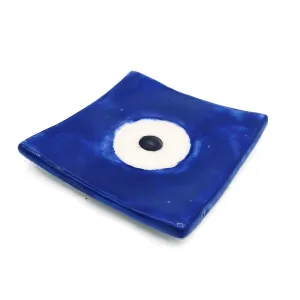 Handmade Ceramic Ring Holder, Blue Evil Eye Trinket Dish, Bridal Shower Favor