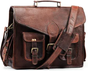 Handmade World Vintage Leather Laptop Messenger Bag For Men 'Opulent Companion' Computer Briefcase For Office Work Business (16 Inch)