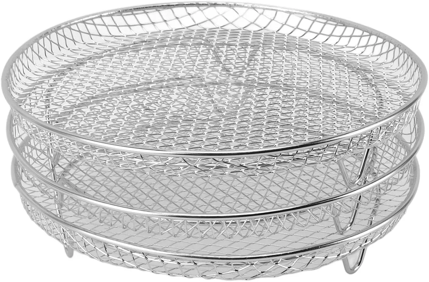 Haofy 3PCS Stackable Multi Layer Dehydrator Rack, Stainless Steel Fryer Accessories, Convenient Side Design, Versatile Stackable Design, Dehydrator Rack for Baking and Dehydrating, (Round)