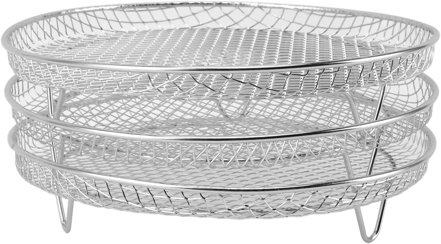 Haofy 3PCS Stackable Multi Layer Dehydrator Rack, Stainless Steel Fryer Accessories, Convenient Side Design, Versatile Stackable Design, Dehydrator Rack for Baking and Dehydrating, (Round)