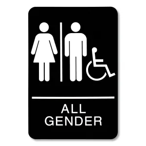 Headline® Sign Ada Sign, All Gender/wheelchair Accessible Tactile Symbol, Plastic, 6 X 9, Black/white