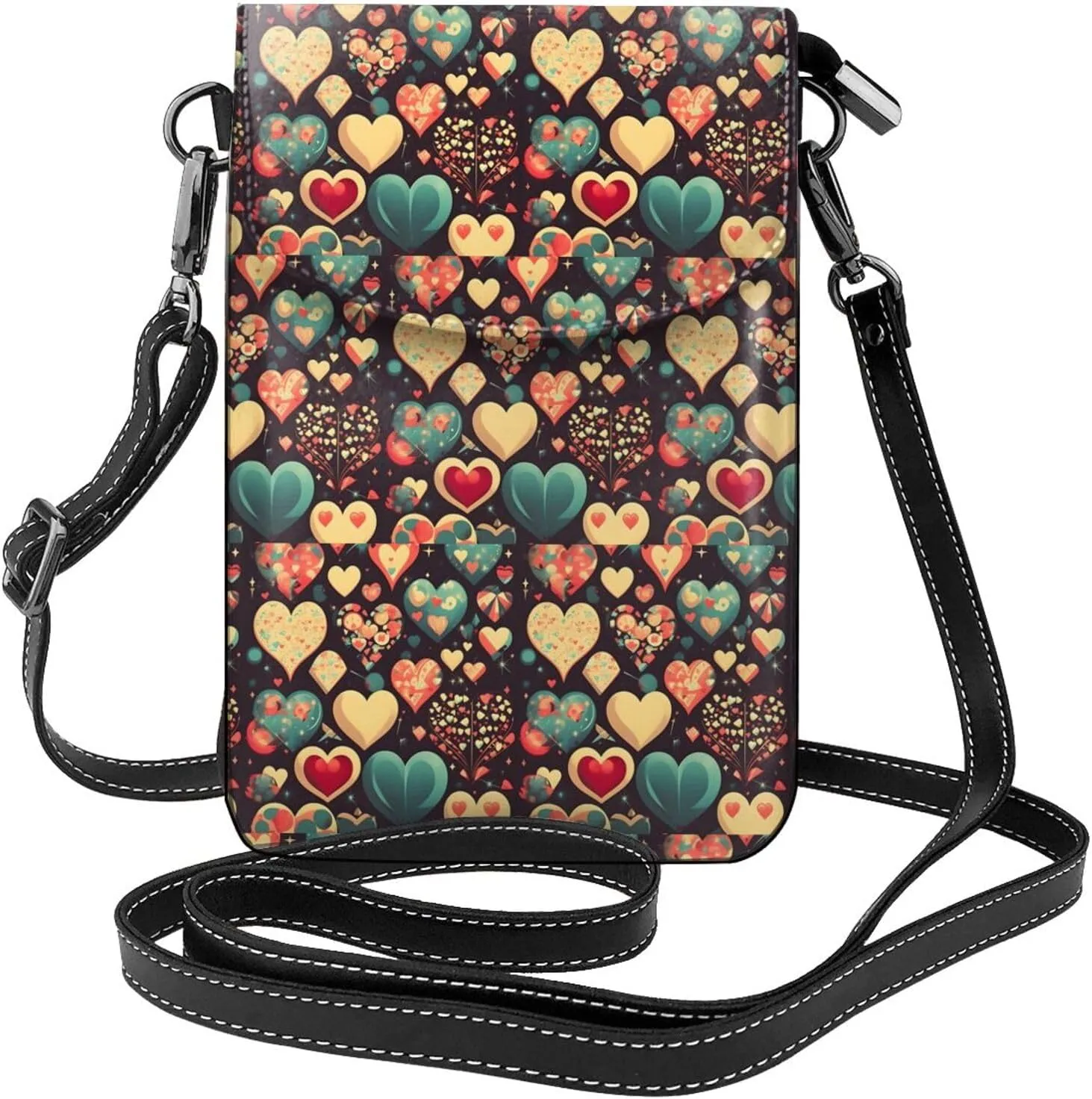 Heart Crush Flower Women's crossbody bag, crossbody phone bag, tassel wallet with shoulder strap, best gift for women.