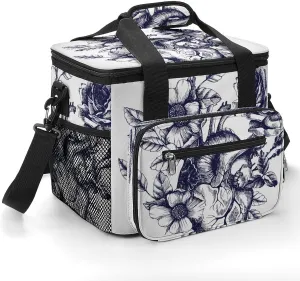 Heart Flower Rose 22.5L Insulated Camping Coolers Bag Vintage Floral Style Large Leakproof Ice Chest for Beach Travel Picnic