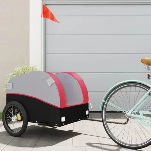 Heavy-Duty Bike Trailer for Cargo Transport, 99.2 lb Capacity, Sturdy Iron Frame, Safety Flag Included, Black and Red