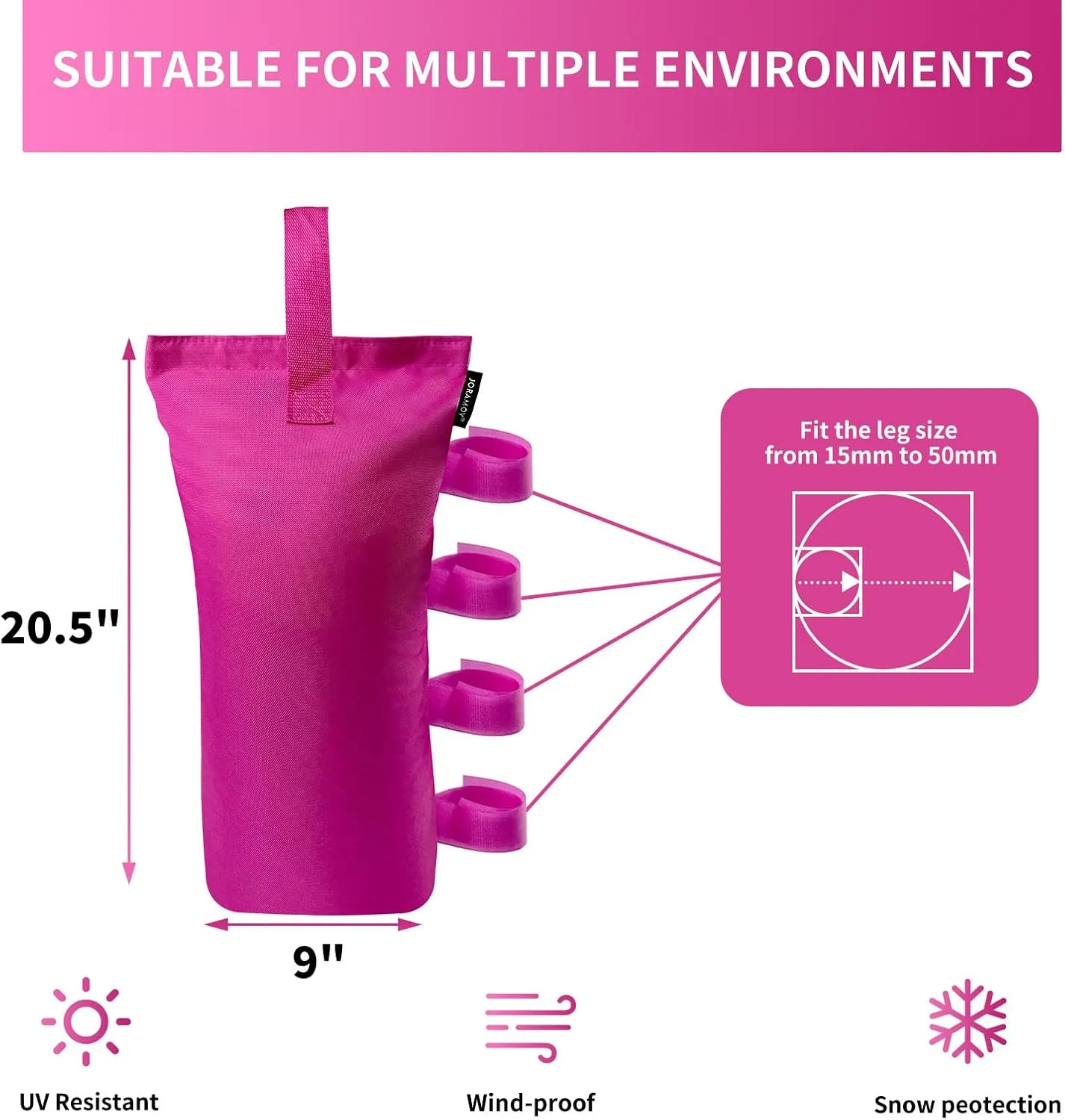Heavy Duty Canopy Weight Bags(150LBS) for Pop up Canopy Tent, Leg Canopy Weights Sand Bags for Instant Outdoor Sun Shelter Canopy/Patio Umbrella,Set of 4, Pink(Without Sand)