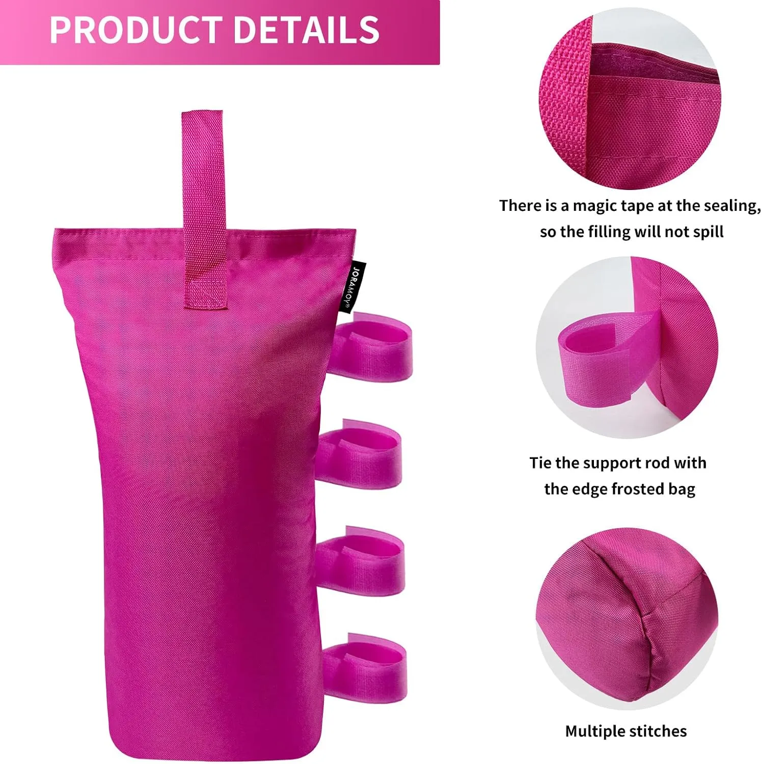 Heavy Duty Canopy Weight Bags(150LBS) for Pop up Canopy Tent, Leg Canopy Weights Sand Bags for Instant Outdoor Sun Shelter Canopy/Patio Umbrella,Set of 4, Pink(Without Sand)