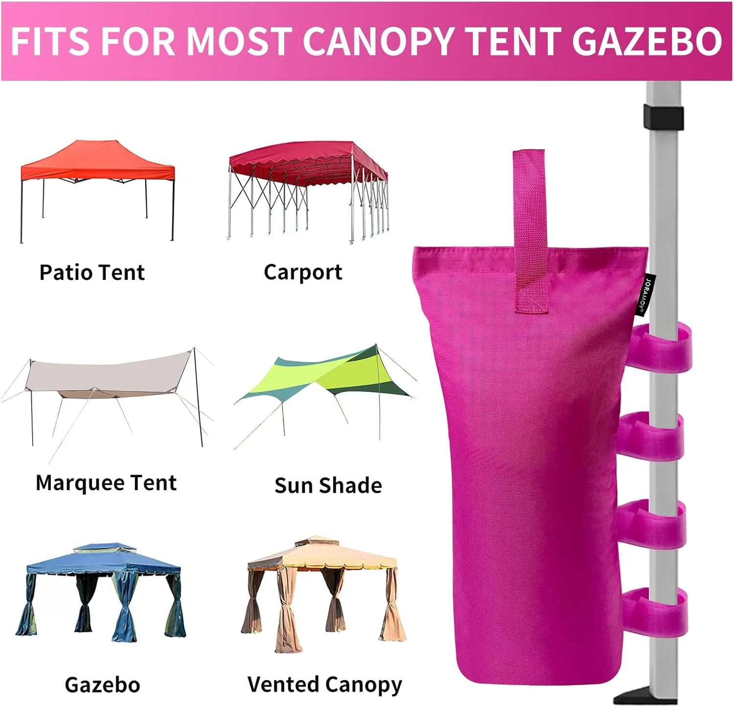 Heavy Duty Canopy Weight Bags(150LBS) for Pop up Canopy Tent, Leg Canopy Weights Sand Bags for Instant Outdoor Sun Shelter Canopy/Patio Umbrella,Set of 4, Pink(Without Sand)