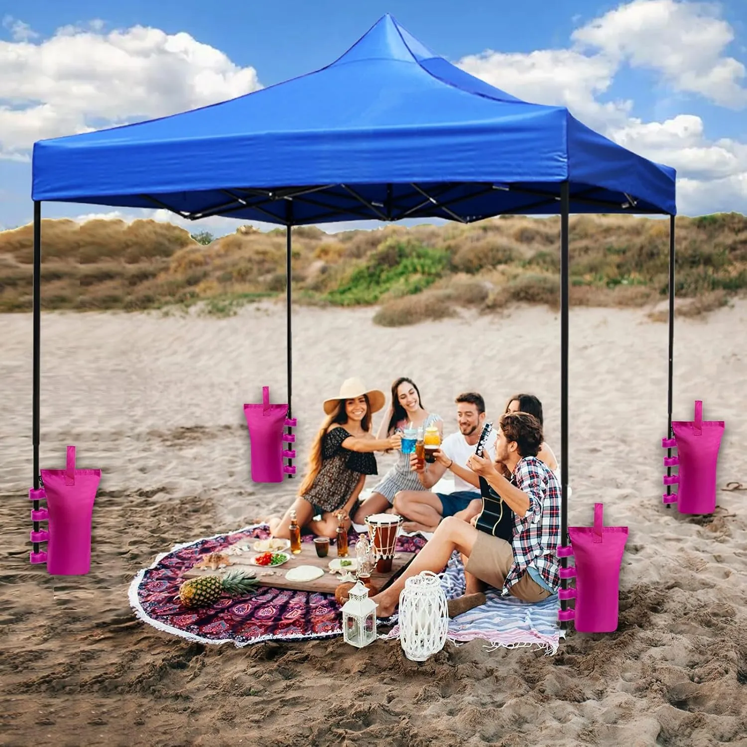 Heavy Duty Canopy Weight Bags(150LBS) for Pop up Canopy Tent, Leg Canopy Weights Sand Bags for Instant Outdoor Sun Shelter Canopy/Patio Umbrella,Set of 4, Pink(Without Sand)