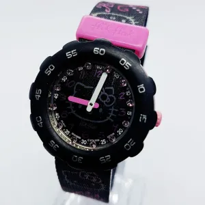 Hello Kitty Black & Pink Flik Flak by Swatch Watch | Vintage Swiss Watches