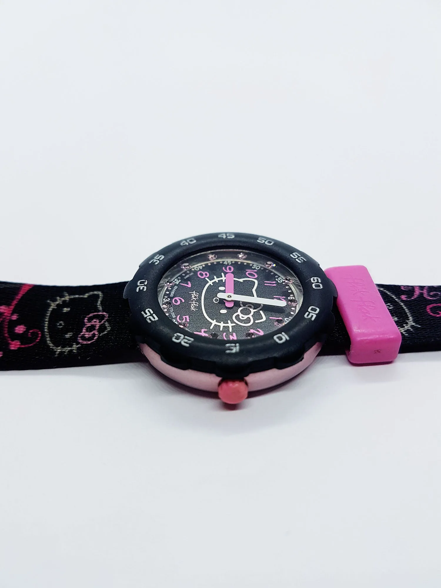 Hello Kitty Black & Pink Flik Flak by Swatch Watch | Vintage Swiss Watches