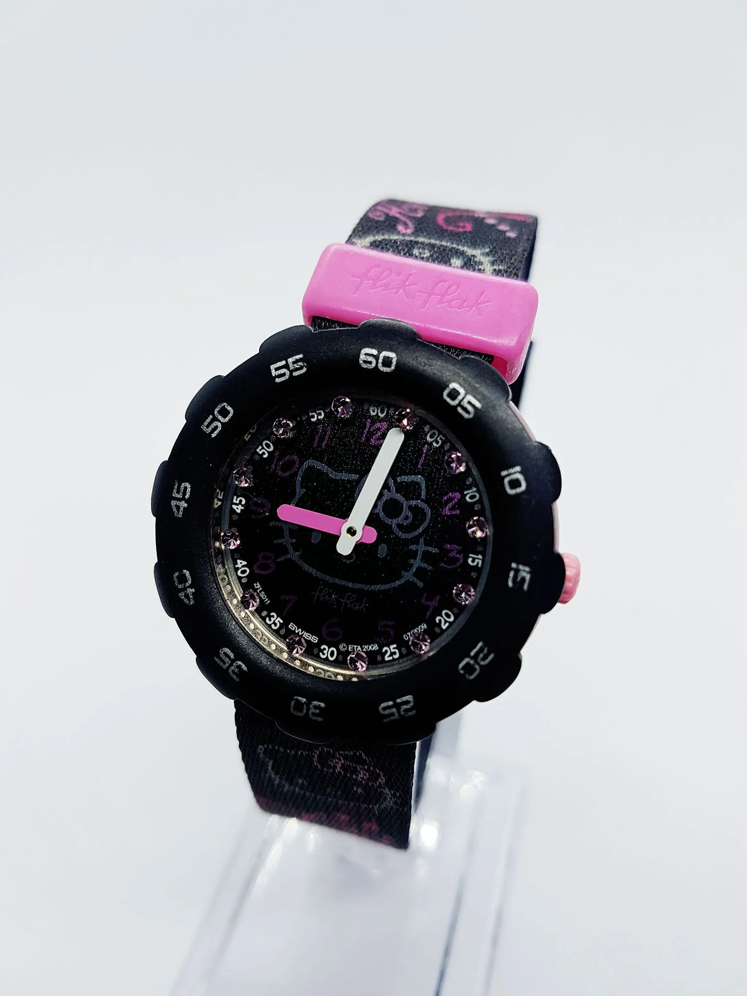 Hello Kitty Black & Pink Flik Flak by Swatch Watch | Vintage Swiss Watches