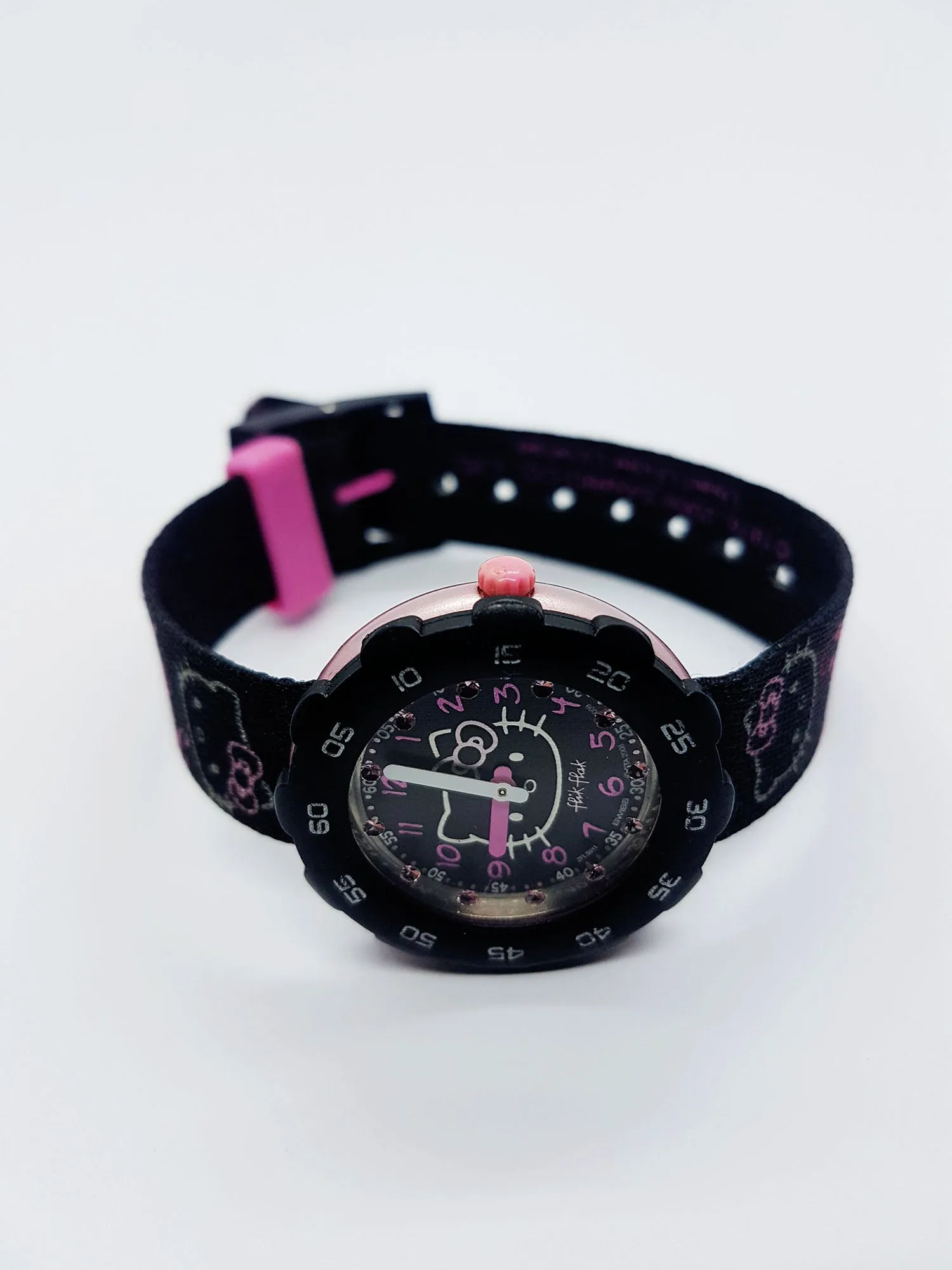 Hello Kitty Black & Pink Flik Flak by Swatch Watch | Vintage Swiss Watches