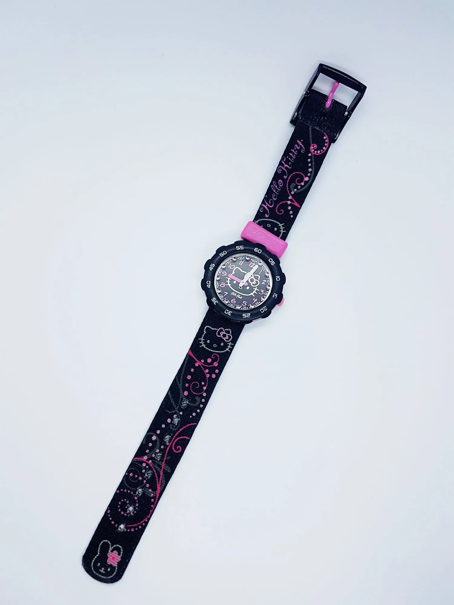 Hello Kitty Black & Pink Flik Flak by Swatch Watch | Vintage Swiss Watches