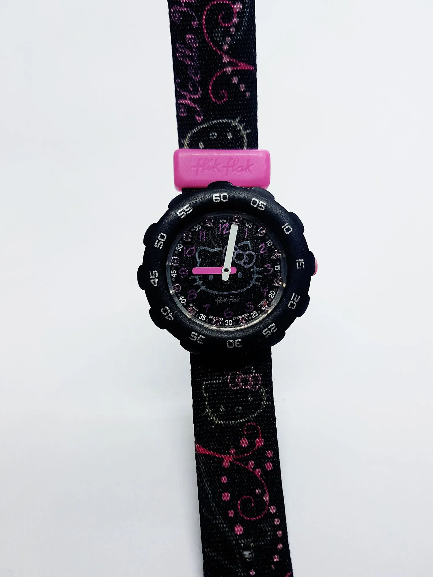 Hello Kitty Black & Pink Flik Flak by Swatch Watch | Vintage Swiss Watches