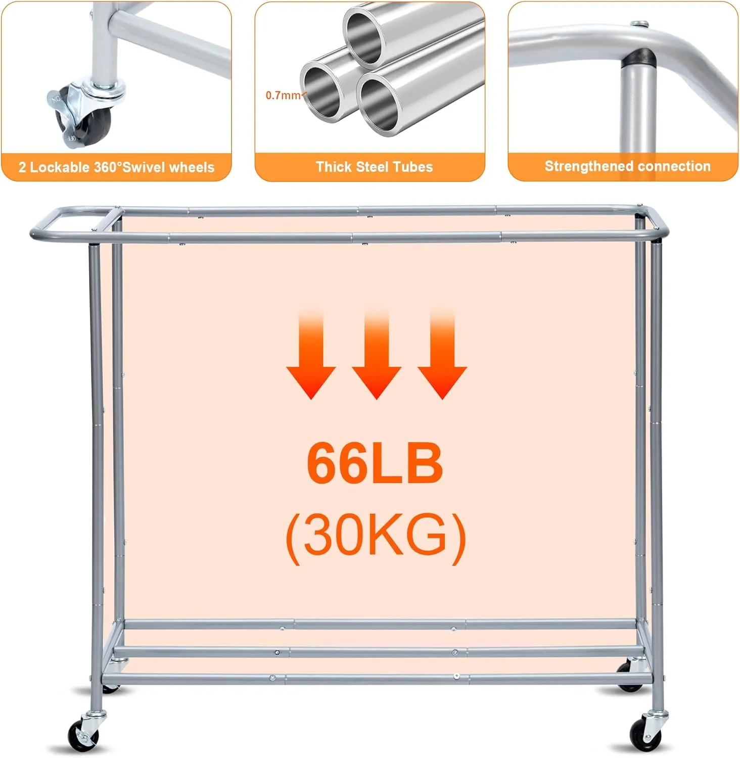 Heybly Laundry Basket,3 x 18.5 Gal Laundry Separator Hamper with Heavy Duty Rolling Wheels,Laundry Divider Sorter with Removable Bags for Dirty Clothes Storage, 40.2 x 15.4 x 33.1 Inches HLH022P03
