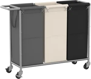 Heybly Laundry Basket,3 x 18.5 Gal Laundry Separator Hamper with Heavy Duty Rolling Wheels,Laundry Divider Sorter with Removable Bags for Dirty Clothes Storage, 40.2 x 15.4 x 33.1 Inches HLH022P03