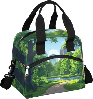 Highway Lunch Bag Highway Forest Lunch Bag Reusable Lunch Box Leak Proof Cooler Bag With Adjustable Shoulder Strap