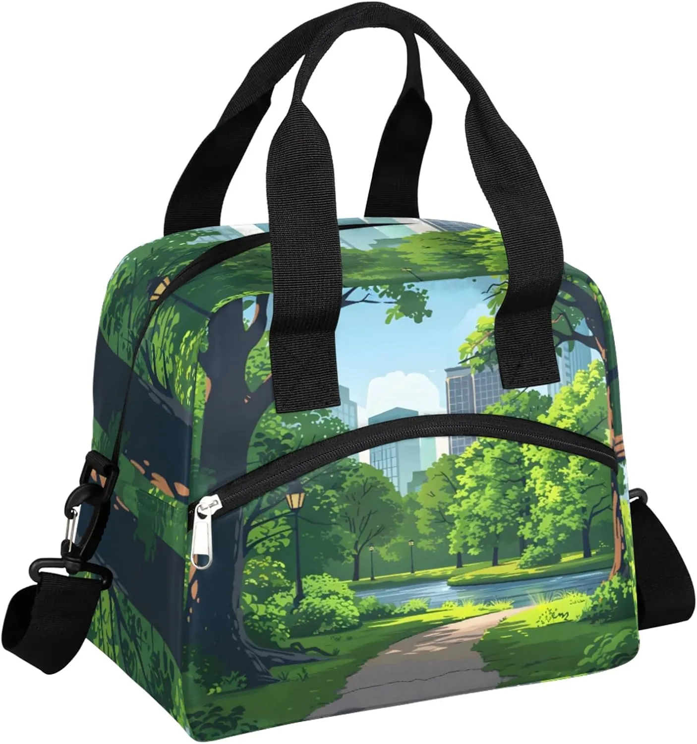 Highway Lunch Bag Highway Forest Lunch Bag Reusable Lunch Box Leak Proof Cooler Bag With Adjustable Shoulder Strap