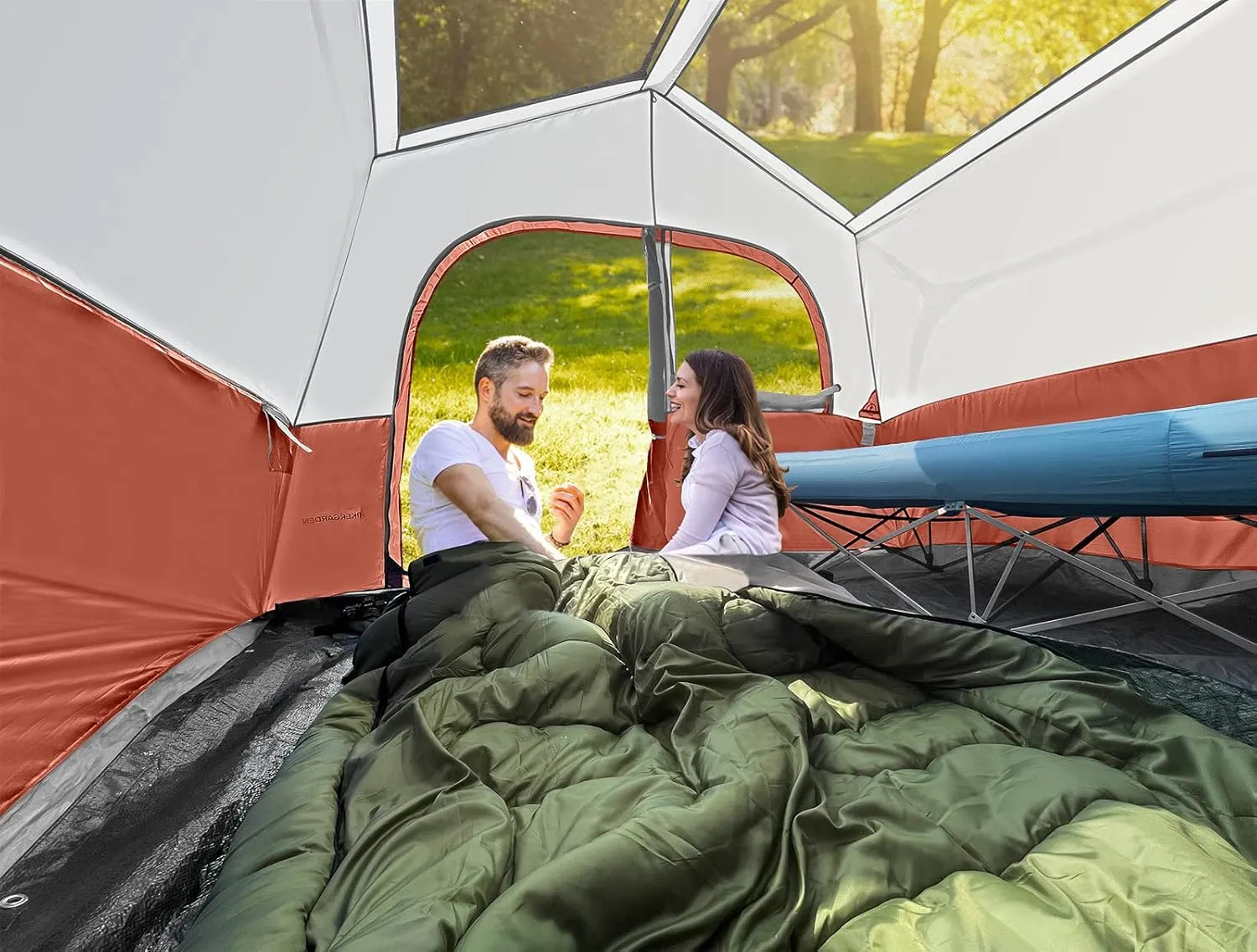 HIKERGARDEN 6-8 Person Camping Tent - Portable Family Cabin Tent for Camp, Windproof Fabric Camp Tent Outdoor for Hiking, Backpacking, Traveling