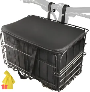Himiway Folding Bike Basket - Front & Rear Hanging Cargo Storage Basket, Quick Release Mental Storage Rack for Bike Handlebar & Rear Rack, Max. Load 66 lbs /11 lbs, Waterproof & Anti-Rust