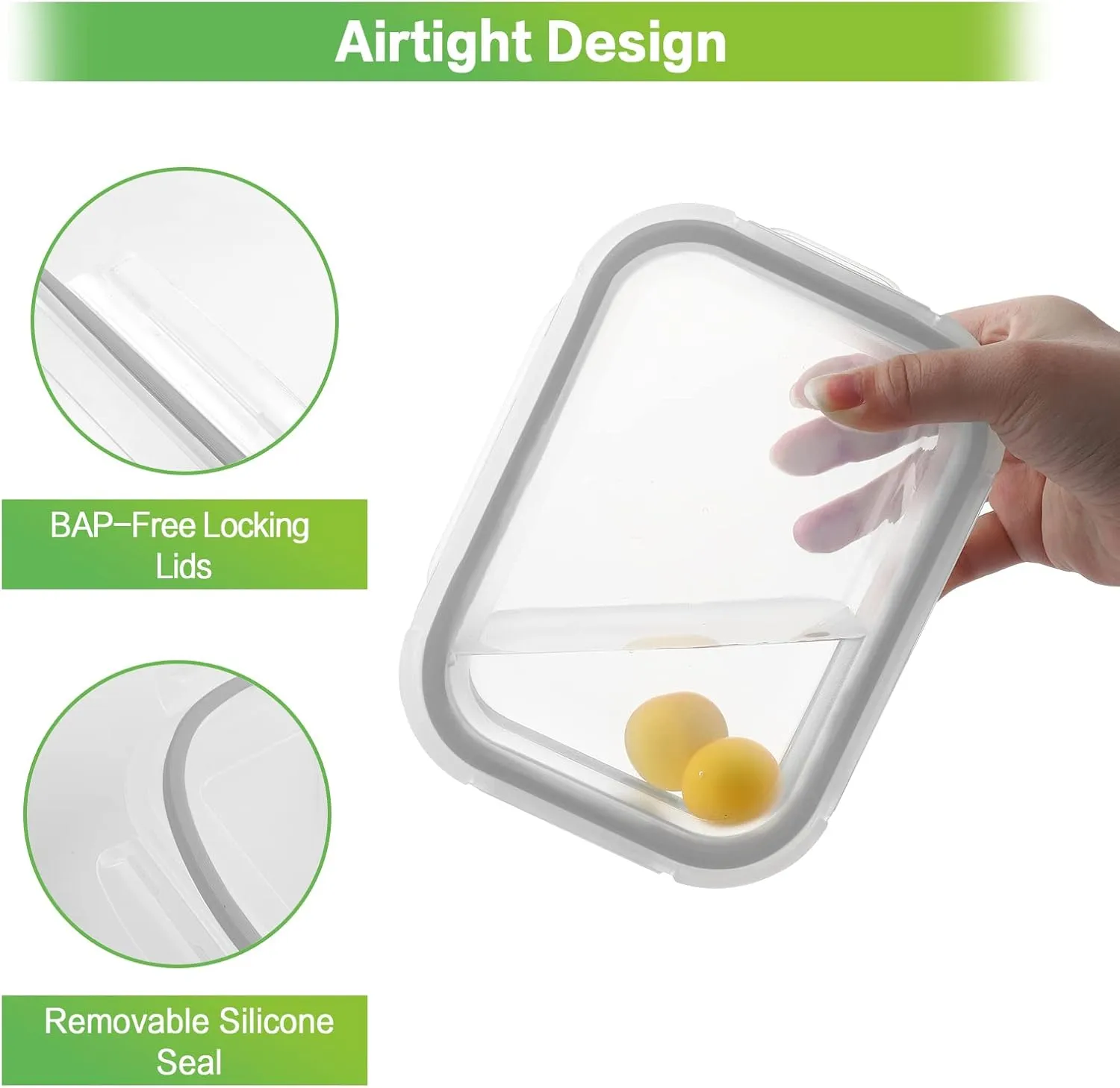 HOMBERKING Glass Food Storage Containers with Lids, [18 Piece] Glass Meal Prep Containers, Airtight Glass Lunch Bento Boxes, BPA-Free & Leak Proof (9 lids & 9 Containers) - Grey