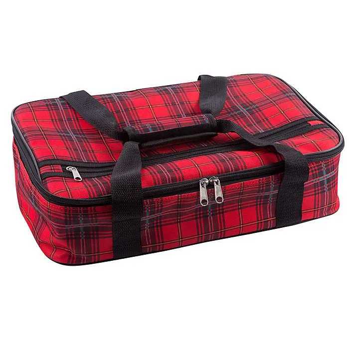 Home Essentials & Beyond Insulated Casserole Carrier Red Checkered