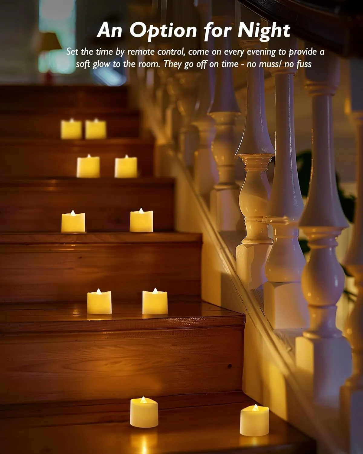 Homemory 24Pack 400  Hour Timer Remote Control Flameless Votive Candles, Battery Operated LED Tea Lights in Warm White for Outdoor, Table, Halloween, Christmas-Ivory Base