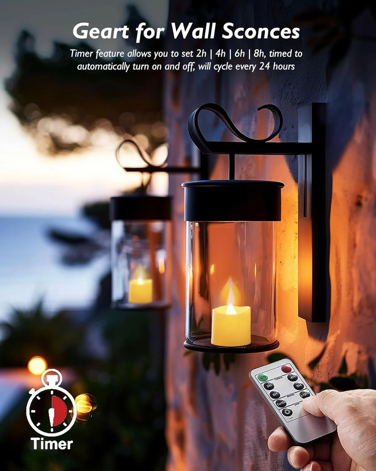 Homemory 24Pack 400  Hour Timer Remote Control Flameless Votive Candles, Battery Operated LED Tea Lights in Warm White for Outdoor, Table, Halloween, Christmas-Ivory Base