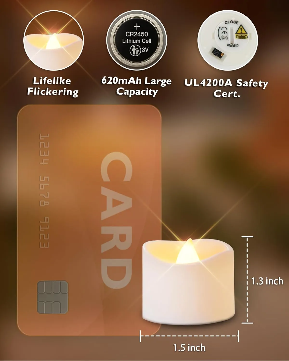 Homemory 48-Pack Novelty Flickering Flameless Tea Lights Candles, 200 Hours Battery-Operated LED Fake Candles for Wedding Table Centerpieces,Proposal,Anniversary, White Base, Ø1.5'' × H1.3''