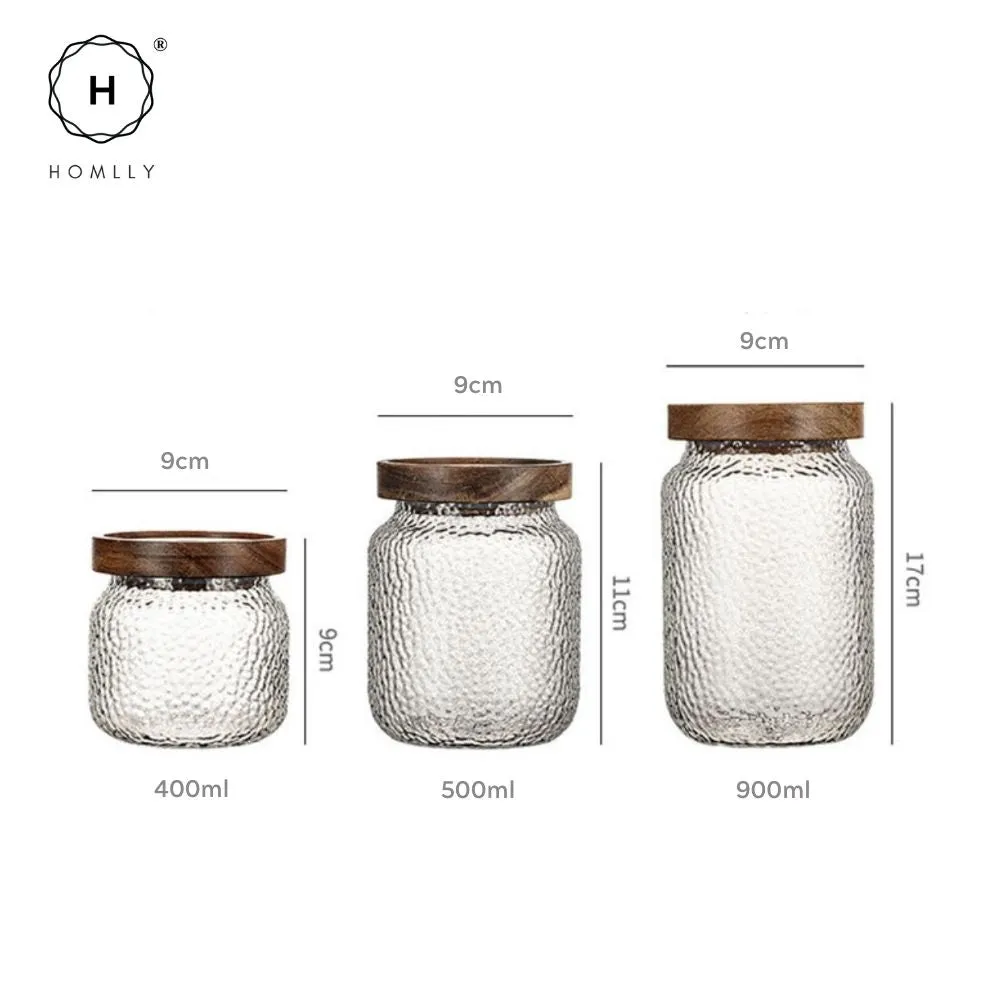 Homlly Stackable Airtight Glass Jar Storage Containers with Acacia Lids