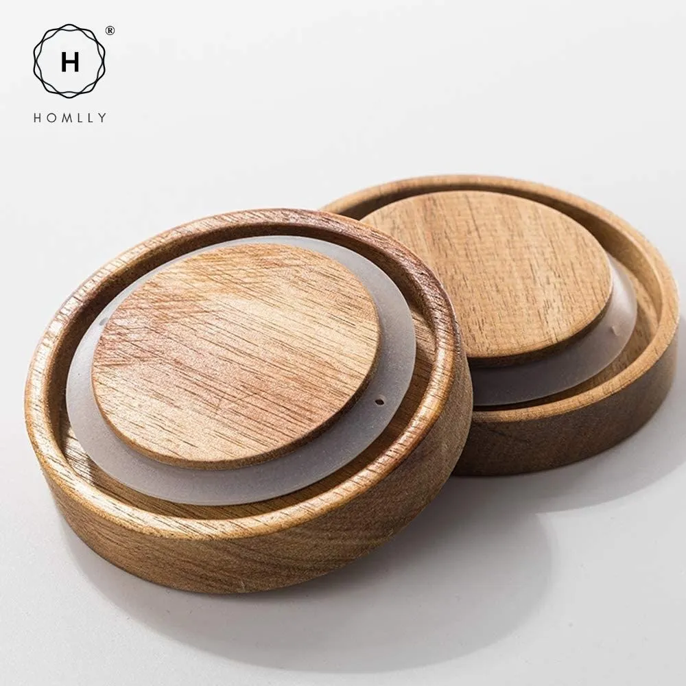 Homlly Stackable Airtight Glass Jar Storage Containers with Acacia Lids