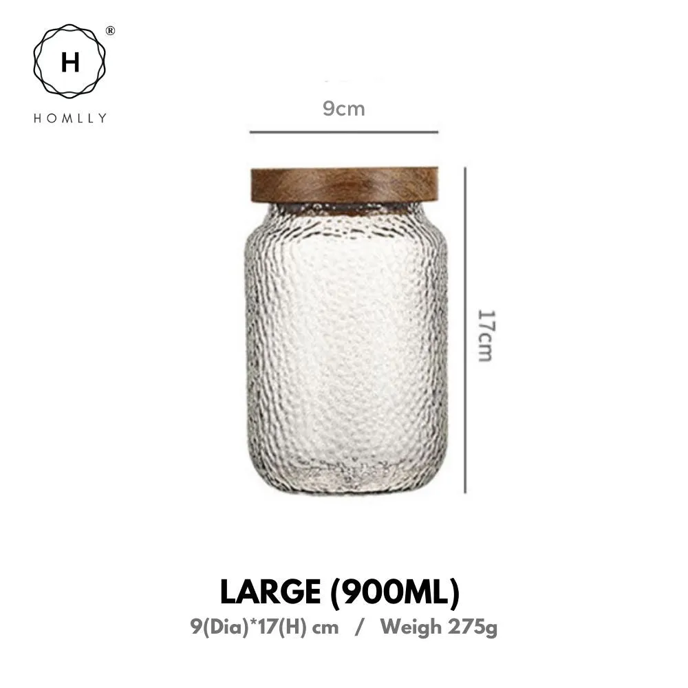 Homlly Stackable Airtight Glass Jar Storage Containers with Acacia Lids