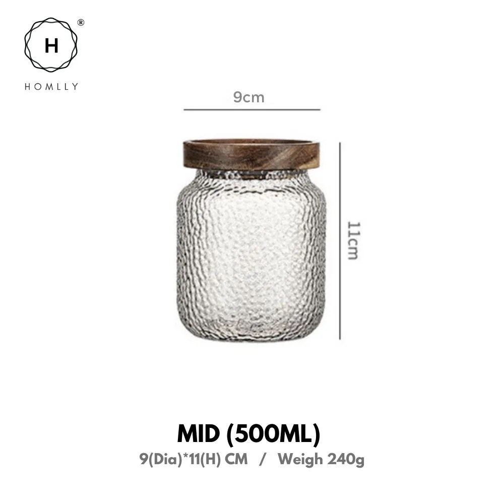 Homlly Stackable Airtight Glass Jar Storage Containers with Acacia Lids