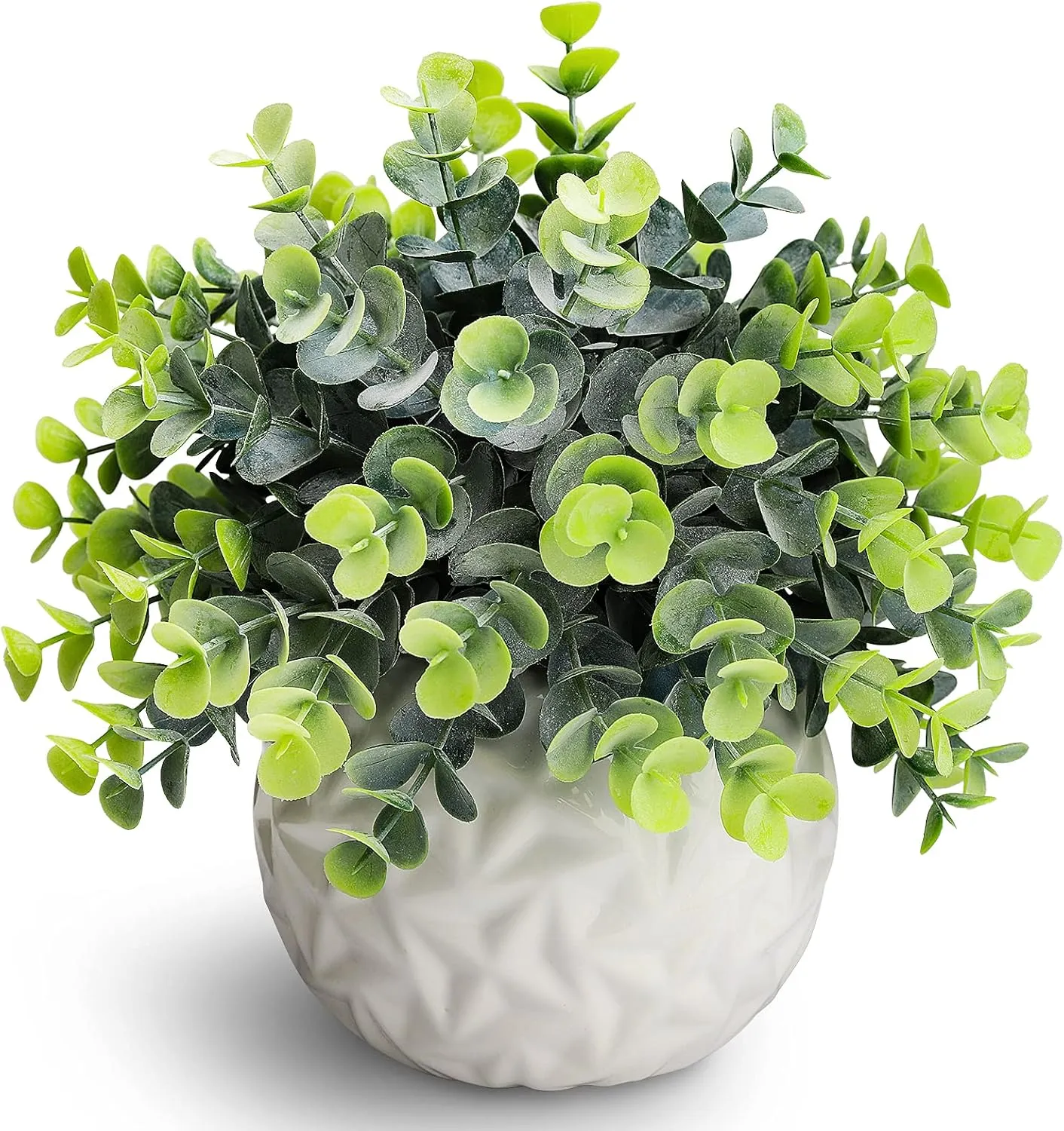 Hopewood Fake Plants Indoor Small Artificial Eucalyptus Plants in White Pots for Bedroom Home Decor Faux Plants Decor