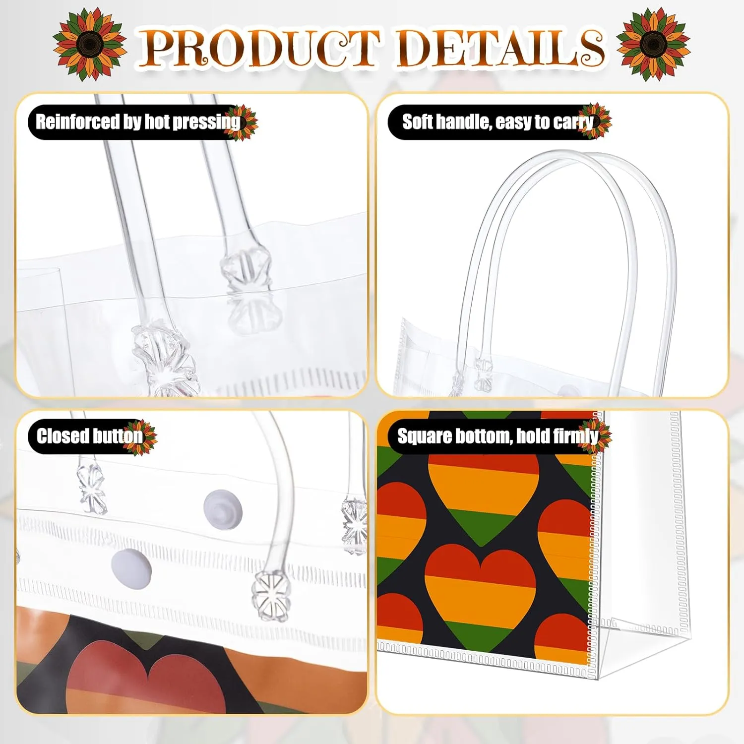 Hosuly 50 Pcs Juneteenth Gift Bags with Handles Juneteenth Party Favor Bags African American Independence Day Plastic Goodie Treat Totes with Ribbon for June 19 Freedom Day Party Supplies