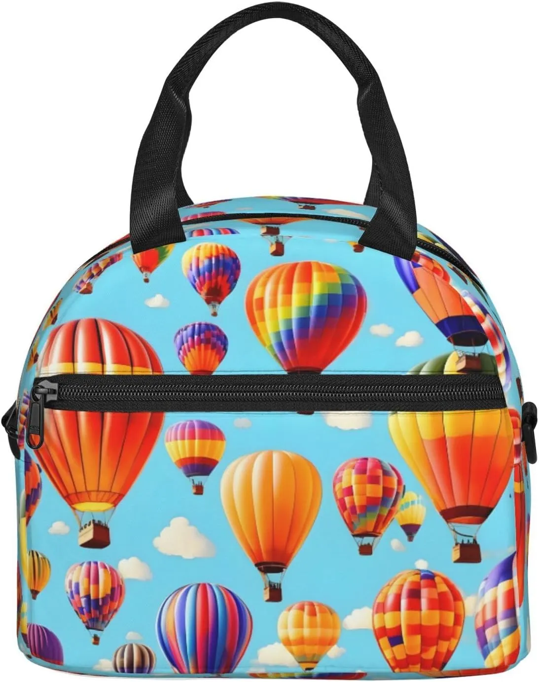 Hot Air Balloons Print Crossbody Insulated Lunch Bags For Women Men Cooler Bag Lightweight Waterproof Lunch Box