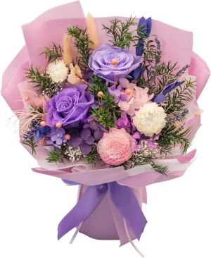 HUACHIPLUS Natural Eternal Flowers Gift: Preserved Flowers Bouquet, Valentine, Anniversary, Birthday, Mothers Day Flowers for her-Flowers for Delivery Prime-Purple Forever Flowers Bouquet (Lilac)