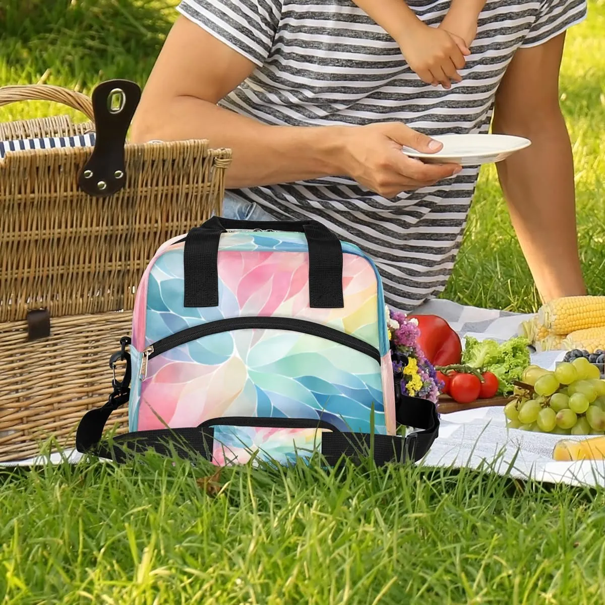 Hummingbirds Lovely Decor Insulated Lunch Bag Women Reusable Lunch Tote for Adult Men Adjustable Shoulder Strap Cooler Durable Lunch Box for Picnic Office Work Travel