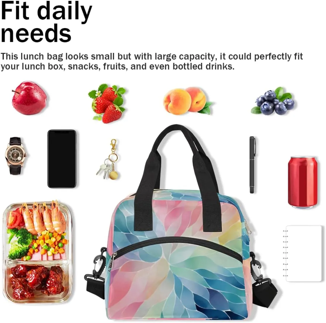 Hummingbirds Lovely Decor Insulated Lunch Bag Women Reusable Lunch Tote for Adult Men Adjustable Shoulder Strap Cooler Durable Lunch Box for Picnic Office Work Travel