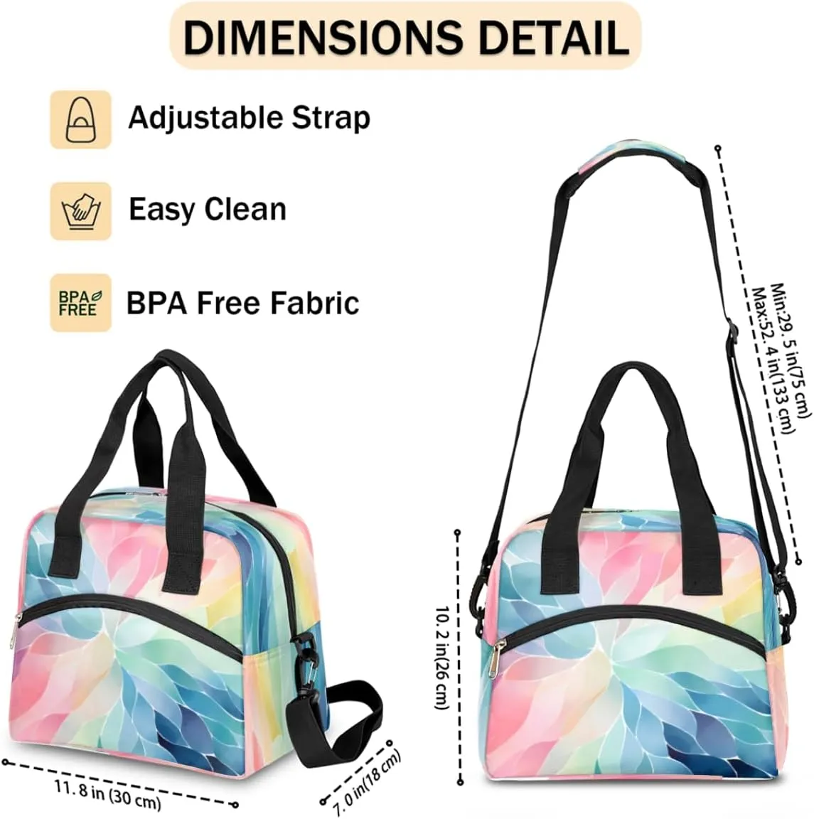 Hummingbirds Lovely Decor Insulated Lunch Bag Women Reusable Lunch Tote for Adult Men Adjustable Shoulder Strap Cooler Durable Lunch Box for Picnic Office Work Travel