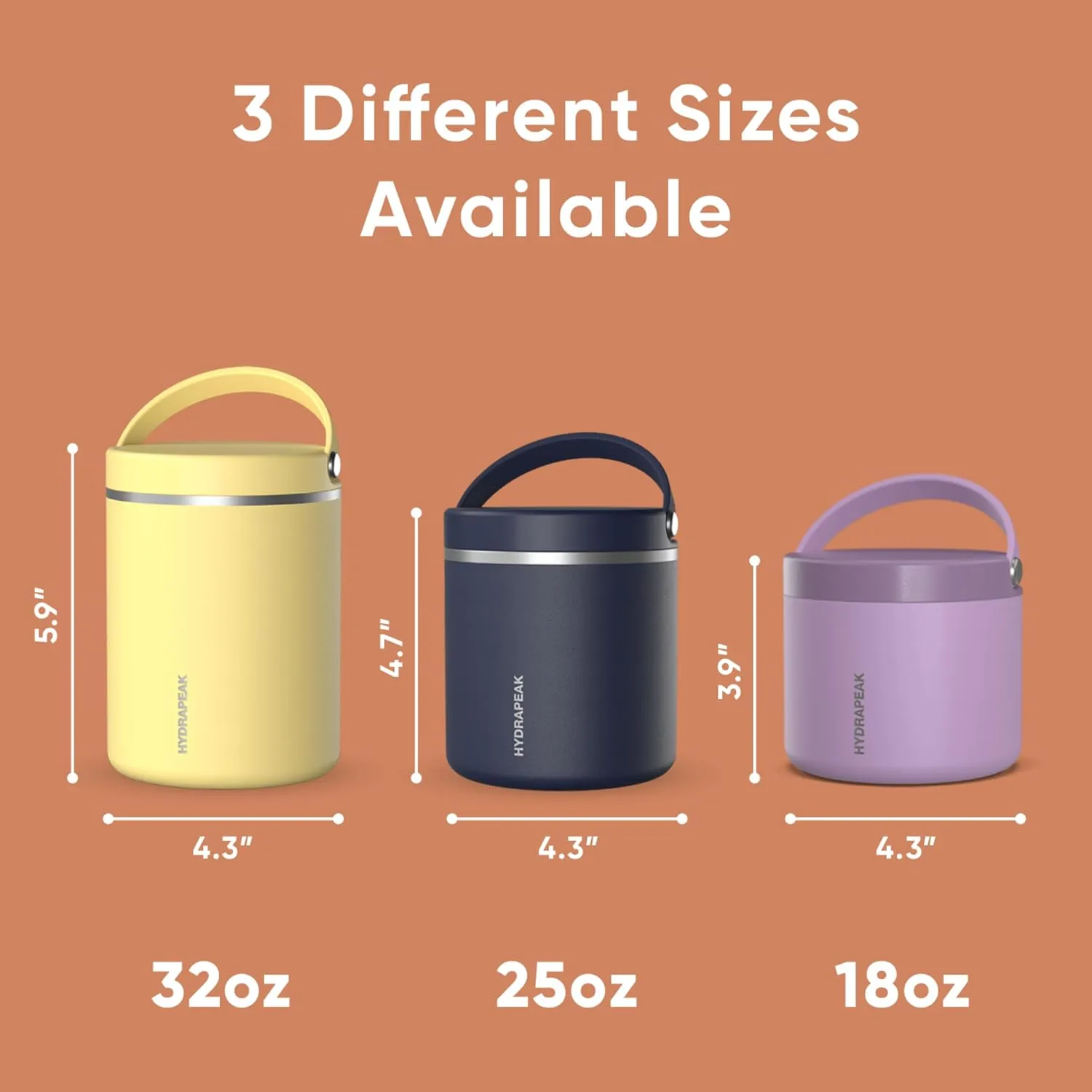 Hydrapeak 32oz Stainless Steel Vacuum Insulated Thermos Food Jar | Thermos for Hot Food and Cold Food, Wide Mouth Leak-Proof Soup Thermos for Adults, 10 Hours Hot and 16 Hrs Cold (Apricot Crush)