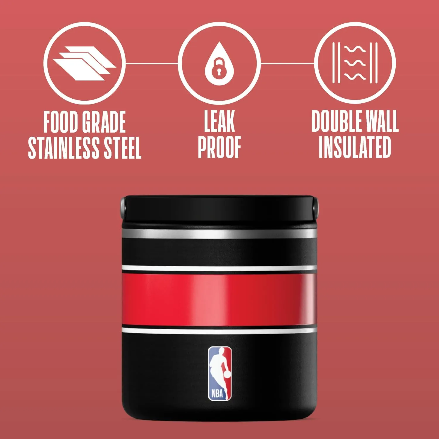 Hydrapeak x NBA Officially Licensed Atlanta Hawks 25oz Stainless Steel Vacuum Insulated Thermos Food Jar with Handle, Wide Mouth Leak-Proof Soup Thermos for Adults, 10 Hours Hot and 16 Hours Cold